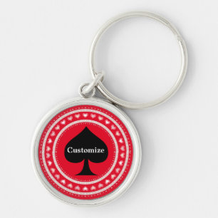 Circle Hearts Black Spade Thunder_Cove Rund Silverfärgad Nyckelring