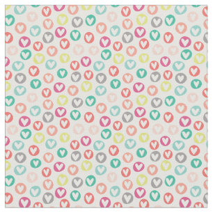 Circle Hearts Patterned Fabric Tyg