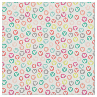Circle Hearts Patterned Fabric Tyg