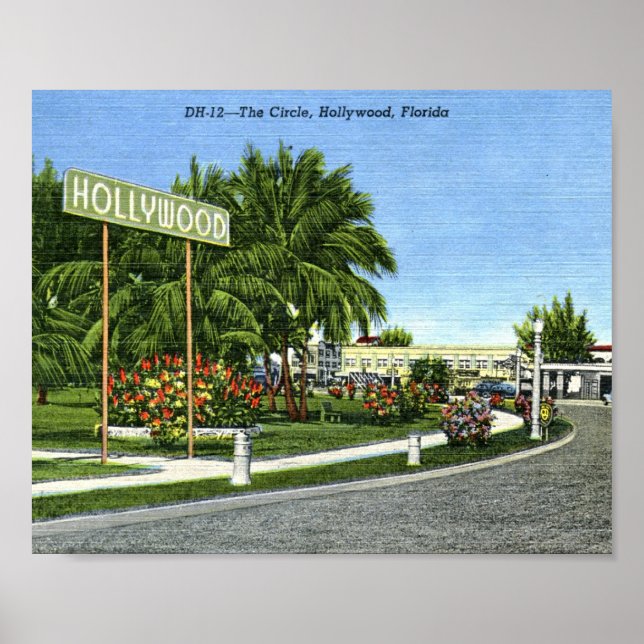 Circle, Hollywood, Florida-Vintagen Poster (Framsidan)