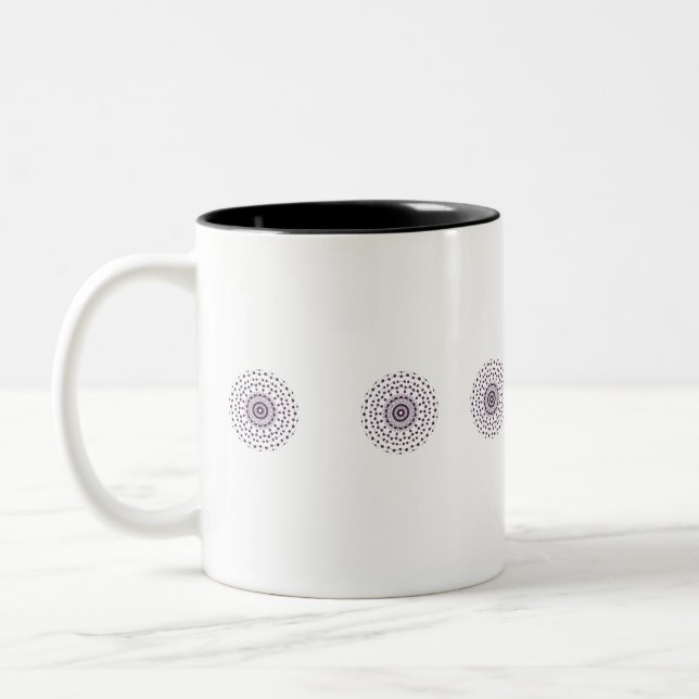 Circle kaleidoscope ro rosa färg handdragen 2 Två-Tonad mugg (Vänster)