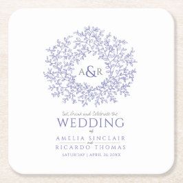 Circle löv teckning monogram bröllop mycket peri underlägg papper kvadrat