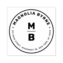 Circle Monogram Adress Rubber Frimärke Stämpel