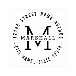 Circle Monogram Personlig Rubber Frimärke Självfärgande Stämpel