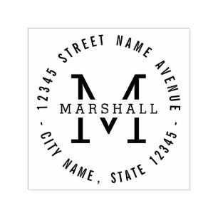 Circle Monogram Personlig Rubber Frimärke Självfärgande Stämpel