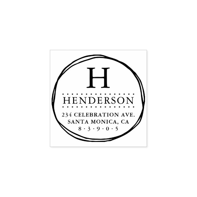 Circle Monogram Rustic Returadress Stämpel (Tryck)