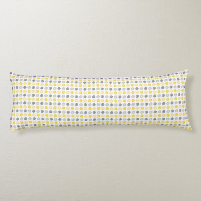 Circle Mönster Gult & Grått Body Pillow Kroppskudde (Baksidan)