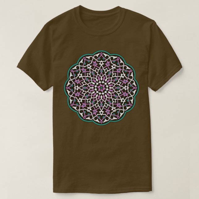 Circle Mönster Vector Art Grönt Magenta Rosa White T Shirt (Design framsida)
