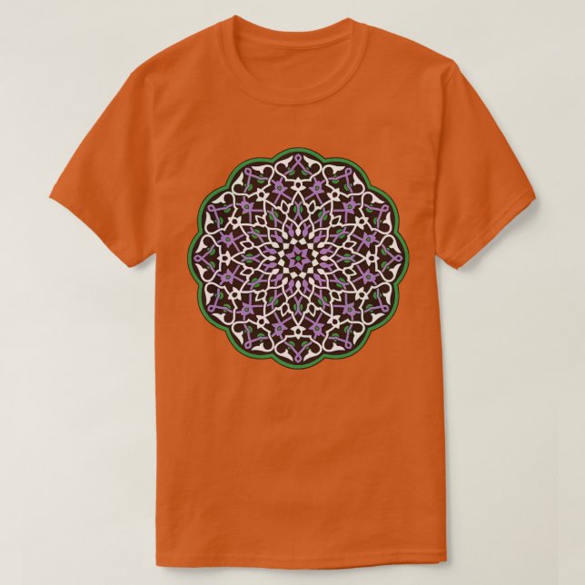 Circle Mönster Vector Art Grönt Violet White T Shirt (Design framsida)
