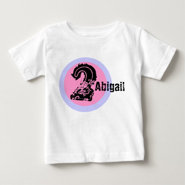 Circle Namn och Age 2:a födelsedag Tshirt Tee Shirt (Framsida)