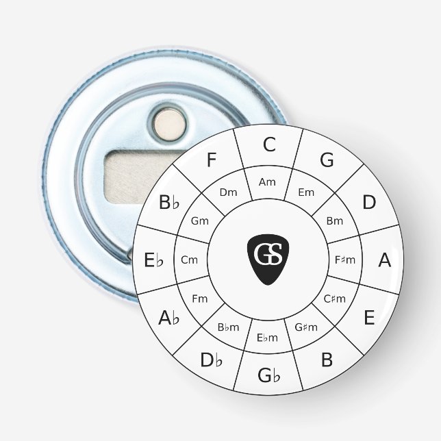 Circle of Fifths - Black Music Teory Graphic Bott Flasköppnare (Framsidan)