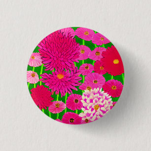 Circle of Flowers, Fuchsia Rosa Chrysanthemums Knapp