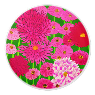 Circle of Flowers, Fuchsia Rosa Chrysanthemums Knopp