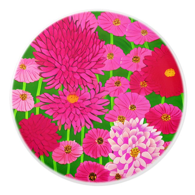 Circle of Flowers, Fuchsia Rosa Chrysanthemums Knopp (Framsidan)