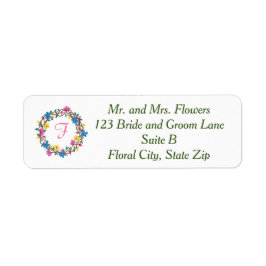 Circle of Flowers Monogram Adressetiketters Returadress Etikett
