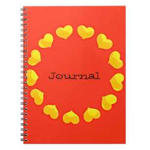 Circle of Hearts Orange Gult Journal Notebook Anteckningsbok