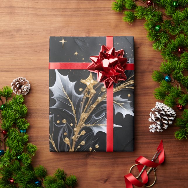 Circle of Light – Golden Wreath Holiday Gift Wrap Presentpapper (Julgåva)