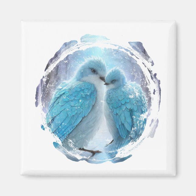 *~* Circle of Love birds AP54 Art Winter Magnet (Framsidan)