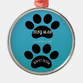 Circle of Love Teal Blue Paw Print Julgransprydnad Metall