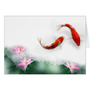 Circle Oriental Zen Feng Shui Koi & Lotus OBS Kort