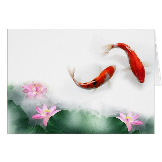 Circle Oriental Zen Feng Shui Koi & Lotus OBS Kort (Framsidan Horizontal)