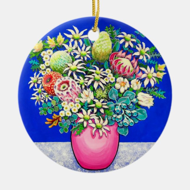Circle Ornament Australian Native Flowers PinkBlue (Framsidan)