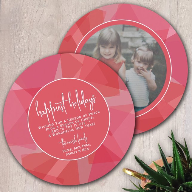 Circle Photo Modern Transparent Coral Red Happiest Julkort (Skapare uppladdad)