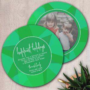 Circle Photo Modern Transparent Grönt - Happiest Julkort