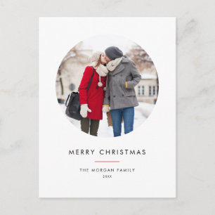 Circle Photo Red Minimalist God jul Helg Vykort
