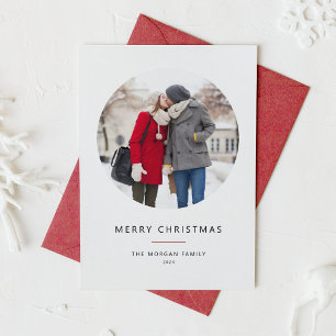 Circle Photo Red Minimalist God jul Julkort