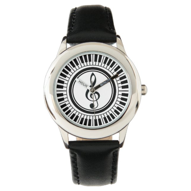 Circle Piano Nycklar och Treble Clef Armbandsur (Framsida)