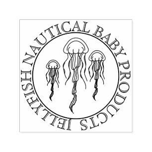 Circle Ram Cute Minimal Nautical Jellyfish Självfärgande Stämpel