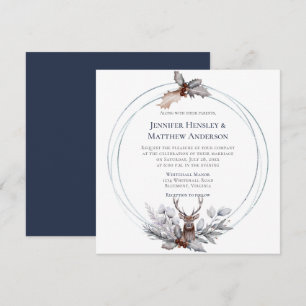 Circle Ram Hjort Antlers Holly Berry Bröllop Inbjudningar