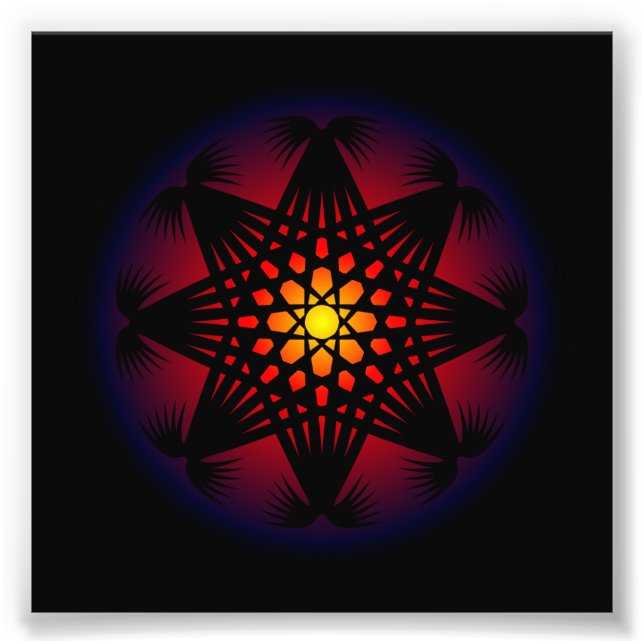 Circle Rune Grid Mönster Fototryck (Framsidan)