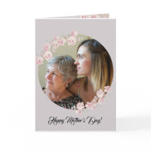 Circle Rustic Blommigt Grått Mors dag Card