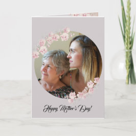 Circle Rustic Blommigt Grått Mors dag Card Kort