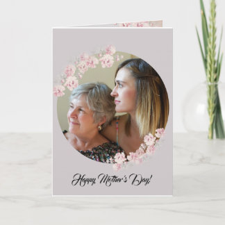 Circle Rustic Blommigt Grått Mors dag Card Kort