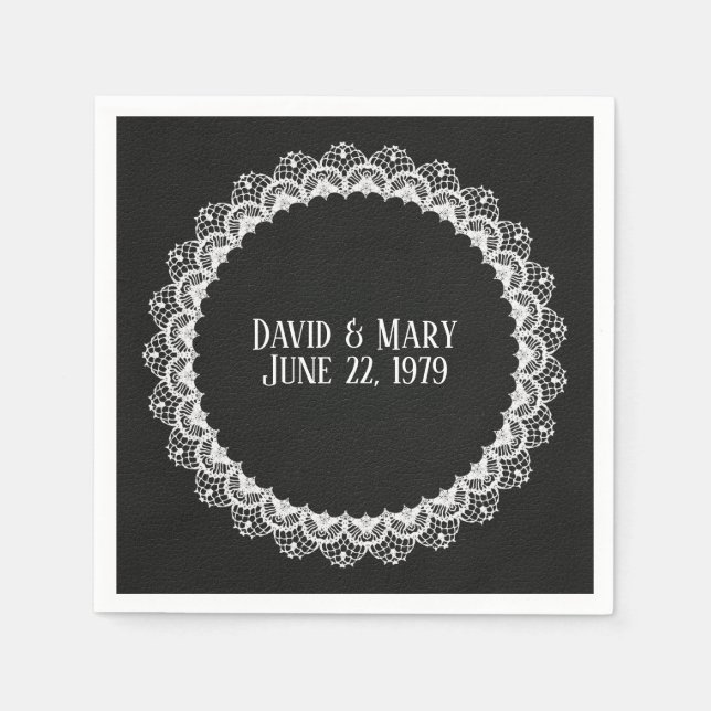 Circle Snöre på svart läder Pappersservett (Framsidan)