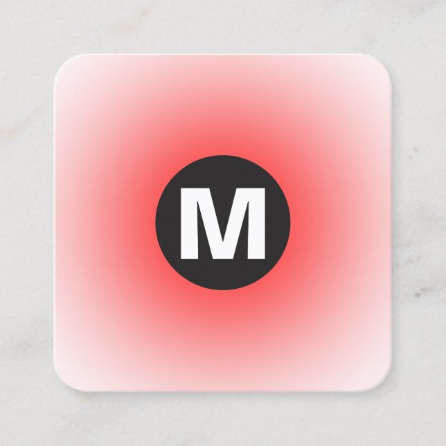 Circle Spot Monogram - Gradient - Red on White Fyrkantigt Visitkort (Framsida)