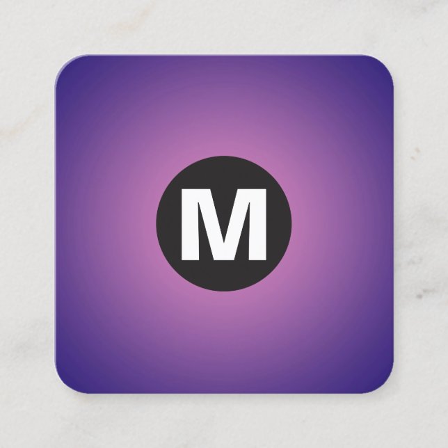 Circle Spot Monogram - Gradient - Rosa på DP-flott Fyrkantigt Visitkort (Framsida)