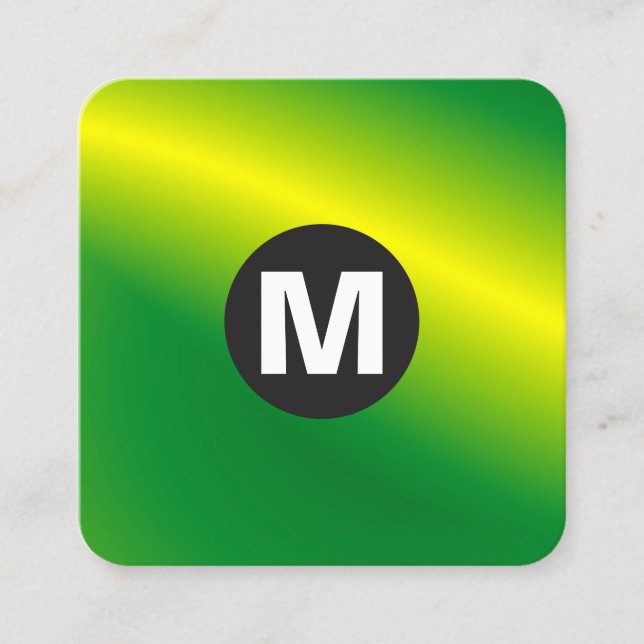 Circle Spot Monogram - Grönt Wave Fyrkantigt Visitkort (Framsida)
