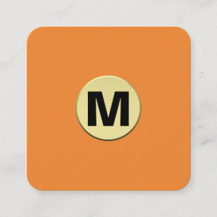 Circle Spot Monogram Guld 3d - Orange Fyrkantigt Visitkort