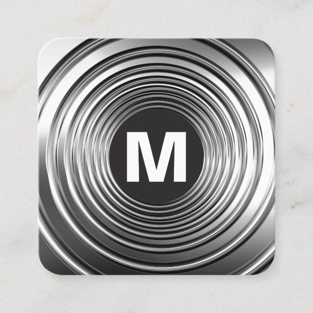 Circle Spot Monogram - Lång Vår B&W Fyrkantigt Visitkort (Framsida)