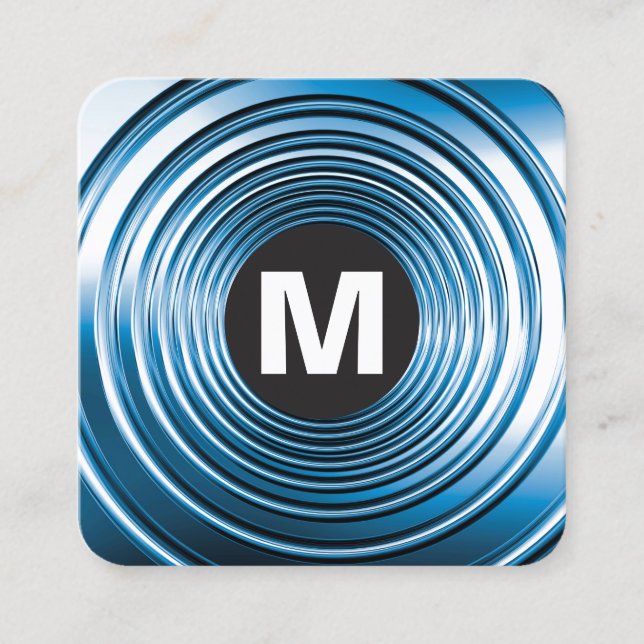 Circle Spot Monogram - Long Vår Blue Fyrkantigt Visitkort (Framsida)
