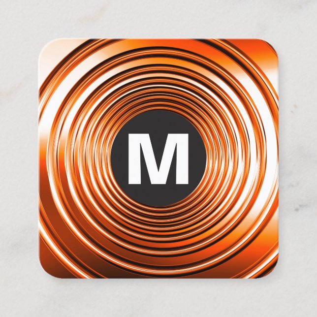 Circle Spot Monogram - Long Vår Orange Fyrkantigt Visitkort (Framsida)
