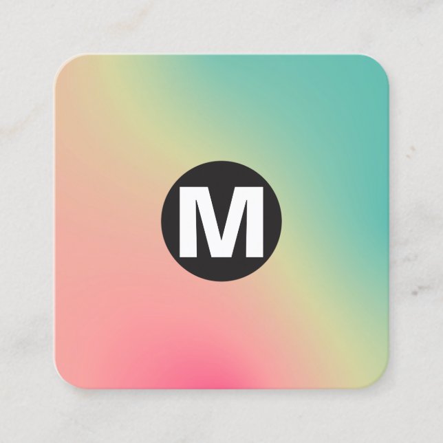 Circle Spot Monogram - Mjuka övertoningar Square B Fyrkantigt Visitkort (Framsida)