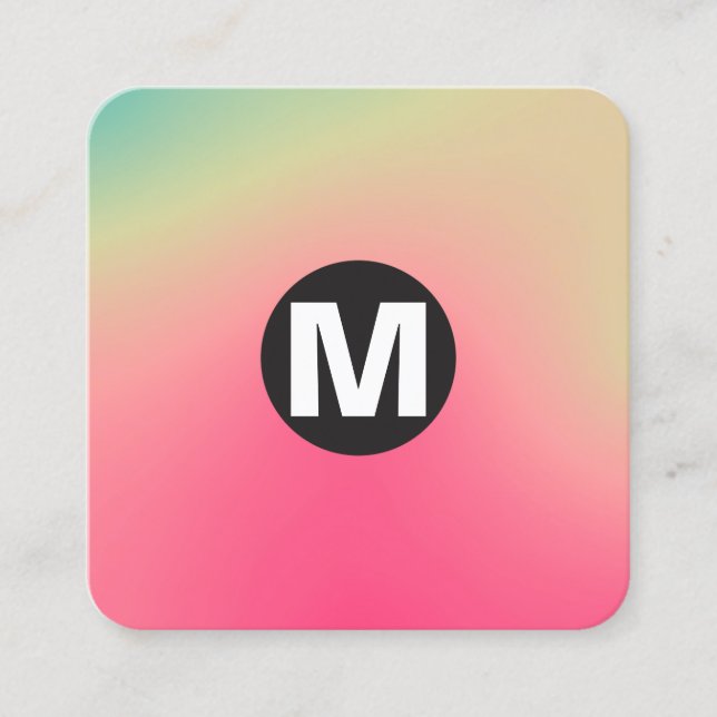 Circle Spot Monogram - Mjuka övertoningar Square B Fyrkantigt Visitkort (Framsida)