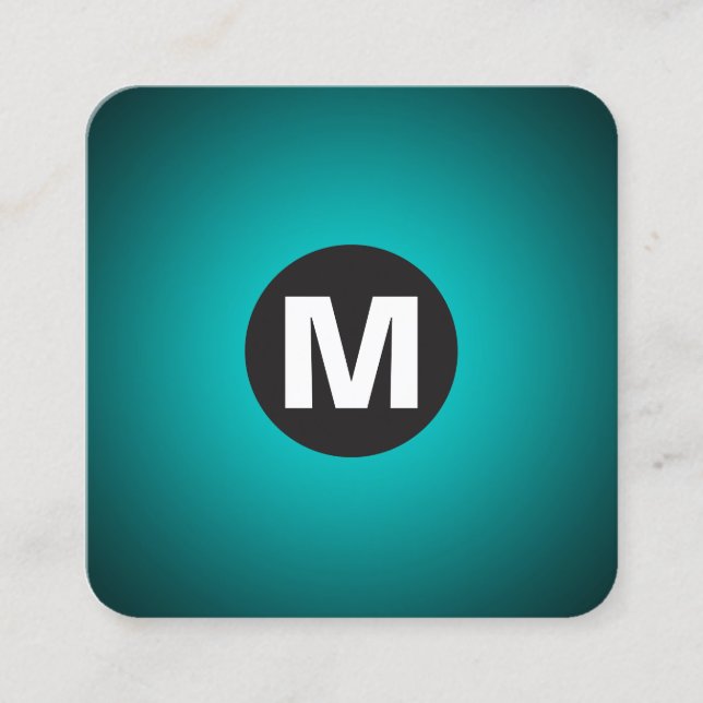 Circle Spot Monogram - Övertoning - Cyan till svar Fyrkantigt Visitkort (Framsida)