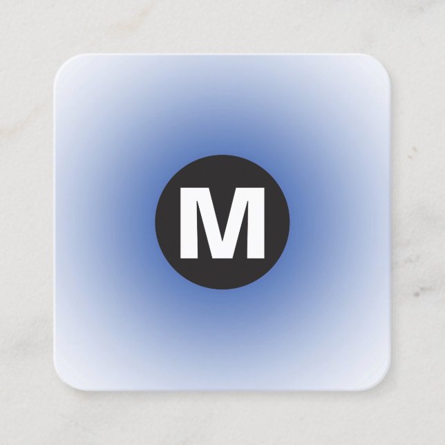 Circle Spot Monogram - Övertoning - Gavy Blue and  Fyrkantigt Visitkort (Framsida)