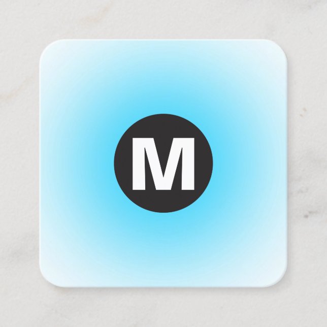 Circle Spot Monogram - Övertoning - Himlar Blue an Fyrkantigt Visitkort (Framsida)